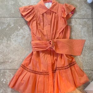 Ramy Brook Orange Ruffle Dress